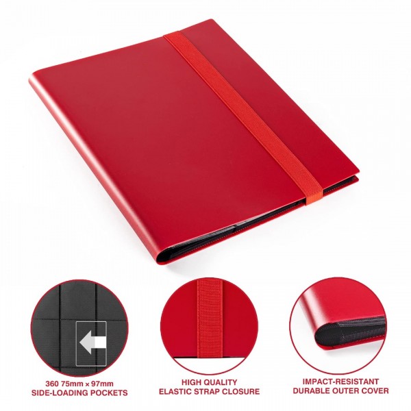 GEAoffice Card Binder, 9 Pockets Trading Card Album Folder, 360 Side Loading Pocket Binder for Yugioh, MTG and Other TCG, Red…