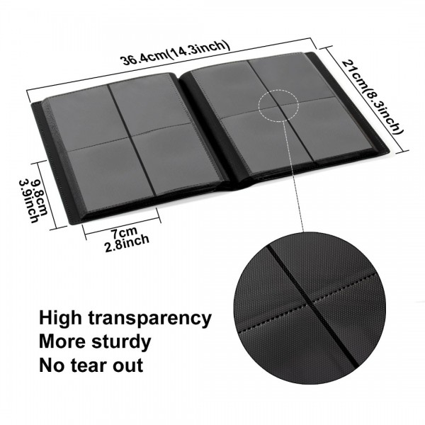 GEAoffice Card Binder - 4 Pocket Trading Card Collection Album Folder - 160 Side Loading Pocket Binder for TCG, MTG, Yugioh - Gifts for Card Collectors (All Black)…