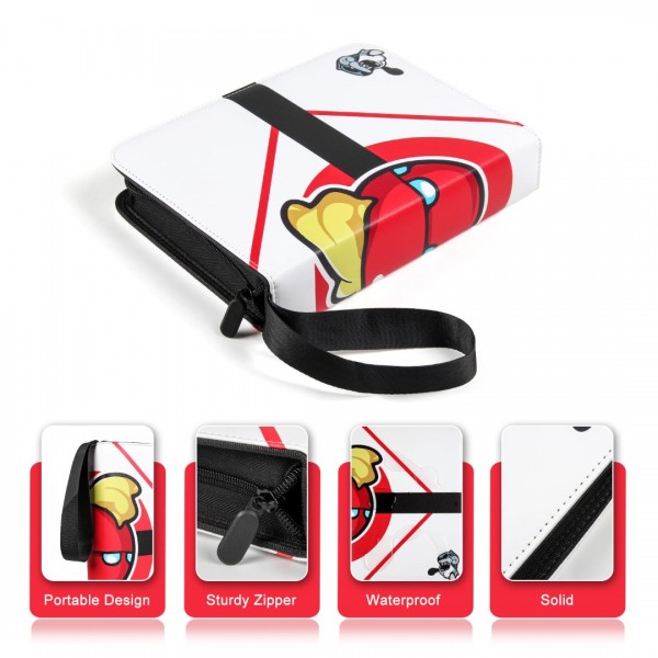 4 Pocket Zipper Card Binder Compatible with Pokemon Cards- GEAoffice Trading Card Collection Book Album Holder with Zipper - 400 Top Loading Pocket Binder for TCG, MTG -Toys Gifts for Boys Girls, Red