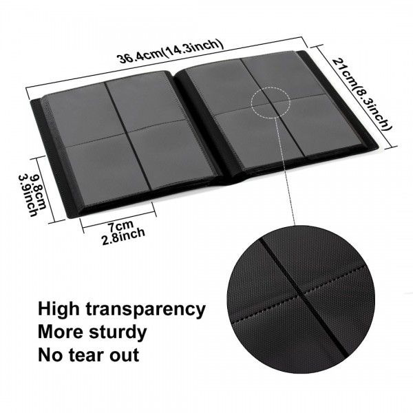 GEAoffice Card Binder 4 Pocket - Small Trading Card Collection Album Folder - 160 Side Loading Pocket Binder for TCG, MTG, Yugioh - Gifts for Card Collector Boys (Black)…