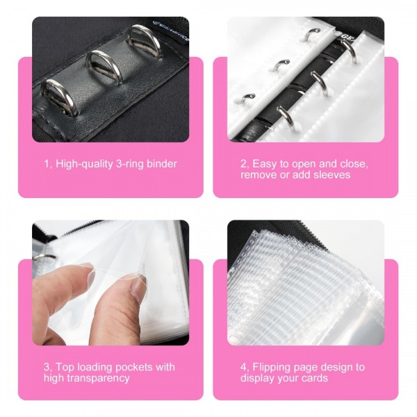 GEAoffice Mini Card Binder 2-Pocket, Super Lightweight Small Collectible Trading Card Albums for 80 Cards, 1 Pocket Top Loading Binder for TCG, MTG, Yugioh, Gifts for Girls Pink…