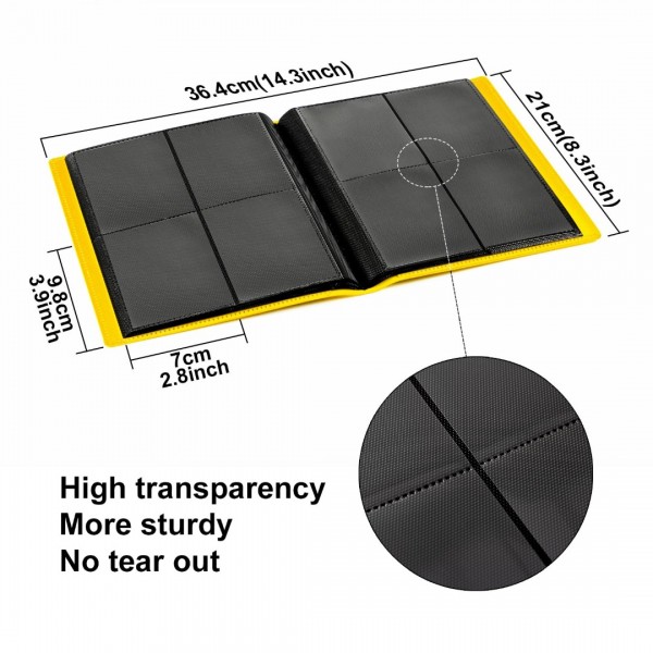 GEAoffice Card Binder - 4 Pocket Trading Card Collection Album Folder - 160 Side Loading Pocket Binder for TCG, MTG, Yugioh - Gifts for Card Collectors (Yellow)…