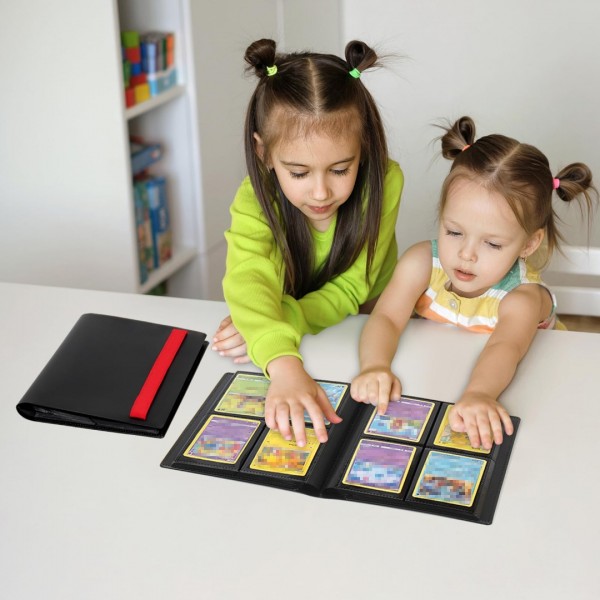 GEAoffice Card Binder 4 Pocket - Small Trading Card Collection Album Folder - 160 Side Loading Pocket Binder for TCG, MTG, Yugioh - Gifts for Card Collector Boys (Black)…