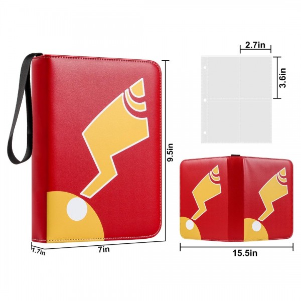 4 Pocket Card Binder Compatible With Pokemon Cards with Sleeves, Trading Card Book Album Holder Binder, 400 Pockets Card Binder for TCG, MTG -Toys Gifts for Boys Girls, Red