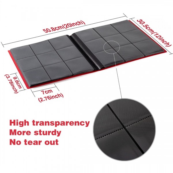 GEAoffice Card Binder, 9 Pockets Trading Card Album Folder, 360 Side Loading Pocket Binder for Yugioh, MTG and Other TCG, Red…