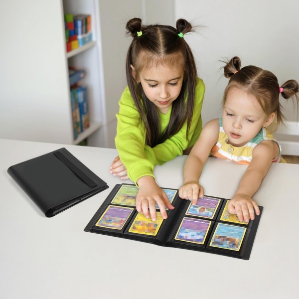 GEAoffice Card Binder - 4 Pocket Trading Card Collection Album Folder - 160 Side Loading Pocket Binder for TCG, MTG, Yugioh - Gifts for Card Collectors (All Black)…