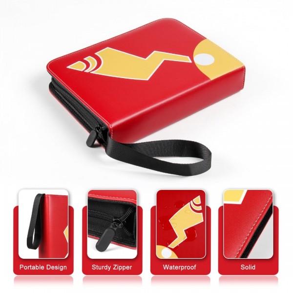 4 Pocket Card Binder Compatible With Pokemon Cards with Sleeves, Trading Card Book Album Holder Binder, 400 Pockets Card Binder for TCG, MTG -Toys Gifts for Boys Girls, Red