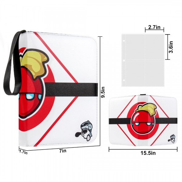 4 Pocket Zipper Card Binder Compatible with Pokemon Cards- GEAoffice Trading Card Collection Book Album Holder with Zipper - 400 Top Loading Pocket Binder for TCG, MTG -Toys Gifts for Boys Girls, Red