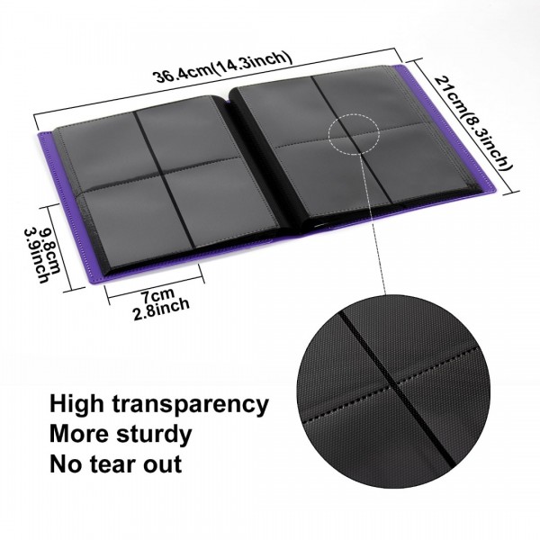 Card Binder 4 Pocket - GEAoffice Trading Card Collection Album Folder - 160 Side Loading Pocket Binder for TCG, MTG, Yugioh - Gifts for Card Collectors Girls (Purple)…