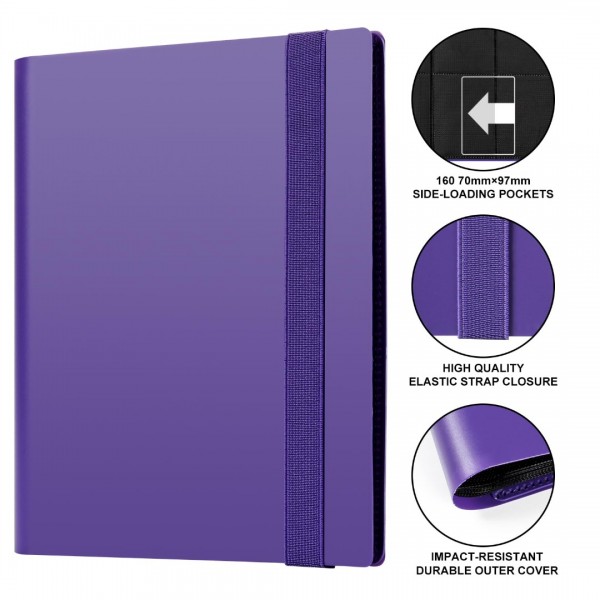 Card Binder 4 Pocket - GEAoffice Trading Card Collection Album Folder - 160 Side Loading Pocket Binder for TCG, MTG, Yugioh - Gifts for Card Collectors Girls (Purple)…