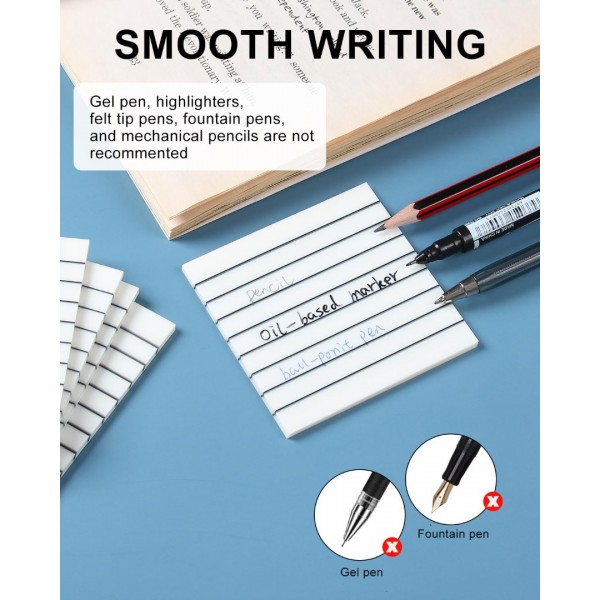 GEAoffice 400 Sheets Lined Transparent Sticky Notes 3x3 Inch, GEAoffice 7 Pads Clear Sticky Notes with Lines, See Through Translucent Sticky Notes Tabs for Aesthetic School Office Supplies……