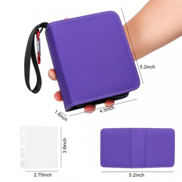 Mini Card Binder 2-Pocket, Super Lightweight Small Collectible Trading Card Albums for 80 Cards, 1 Pocket Top Loading Binder for TCG, MTG, Yugioh, Gifts for Girls Purple…