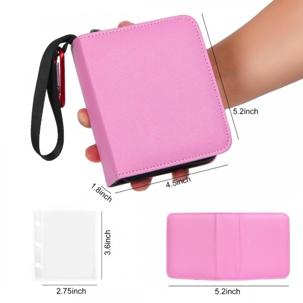 GEAoffice Mini Card Binder 2-Pocket, Super Lightweight Small Collectible Trading Card Albums for 80 Cards, 1 Pocket Top Loading Binder for TCG, MTG, Yugioh, Gifts for Girls Pink…