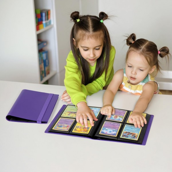 Card Binder 4 Pocket - GEAoffice Trading Card Collection Album Folder - 160 Side Loading Pocket Binder for TCG, MTG, Yugioh - Gifts for Card Collectors Girls (Purple)…