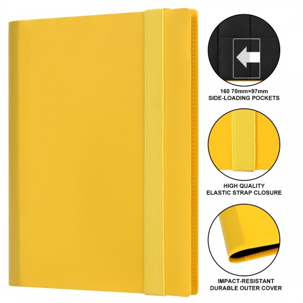 GEAoffice Card Binder - 4 Pocket Trading Card Collection Album Folder - 160 Side Loading Pocket Binder for TCG, MTG, Yugioh - Gifts for Card Collectors (Yellow)…