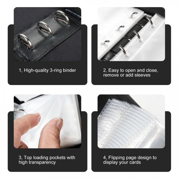 GEAoffice 1 Pocket Card Binder Mini Size, Super Lightweight Small Collectible Trading Card Albums for 80 Cards, 1 Pocket Top Loading Binder for TCG, MTG, Yugioh, Black…