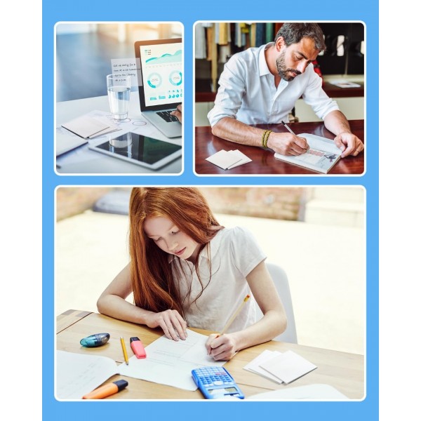 GEAoffice Large Transparent Sticky Notes 300 Sheets, 4 x 6 Clear Sticky Notes with 5 Color Tabs 1 Marker, Translucent See Through Sticky Notes Self-Stick for School, Office (6 Packs)…