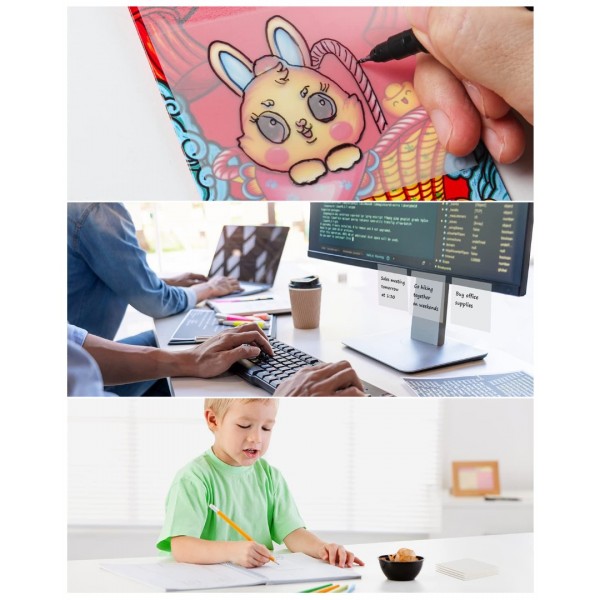 GEAoffice 450 Sheets Transparent Sticky Notes Set - 3x3 inch Clear Sticky Notes Tabs Colorful Self-Adhesive for Book Annotation, See Through Sticky Notes for Tracing, School & Office (9 Pack)…