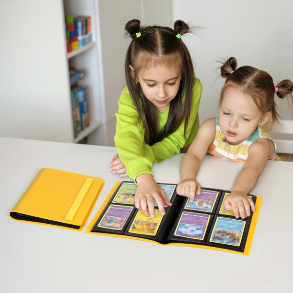 GEAoffice Card Binder - 4 Pocket Trading Card Collection Album Folder - 160 Side Loading Pocket Binder for TCG, MTG, Yugioh - Gifts for Card Collectors (Yellow)…