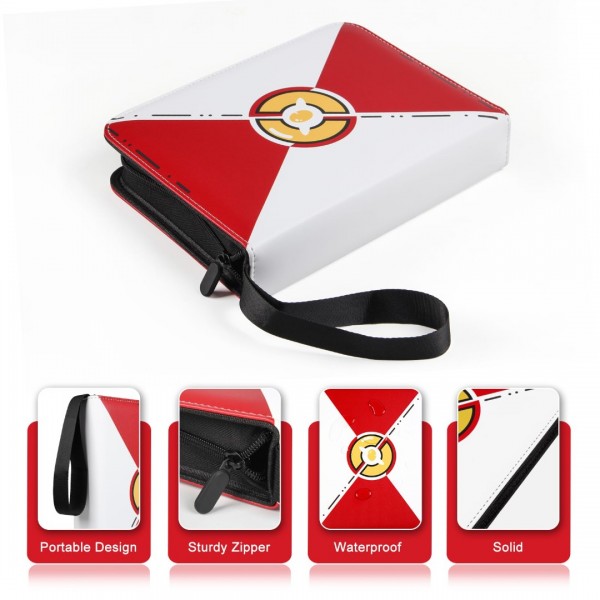 Card Binder 4 Pocket Compatible With Pokemon Cards, GEAoffice Trading Card Album Folder, 400 Pockets Card Collection Holder Binder for MTG, TCG, Toys Gifts for Boys Girls, Red