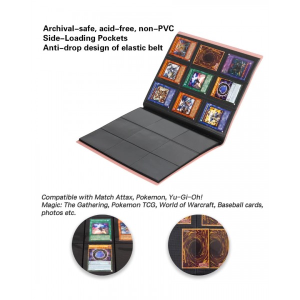 GEAoffice Card Binder, 9 Pockets Trading Card Album Folder, 360 Side Loading Pocket Binder for Yugioh, MTG and Other TCG…