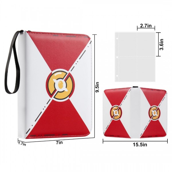 Card Binder 4 Pocket Compatible With Pokemon Cards, GEAoffice Trading Card Album Folder, 400 Pockets Card Collection Holder Binder for MTG, TCG, Toys Gifts for Boys Girls, Red