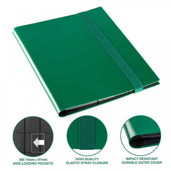 GEAoffice Card Binder, 9 Pockets Trading Card Album Folder, 360 Side Loading Pocket Binder for Yugioh, MTG and Other TCG, Green…