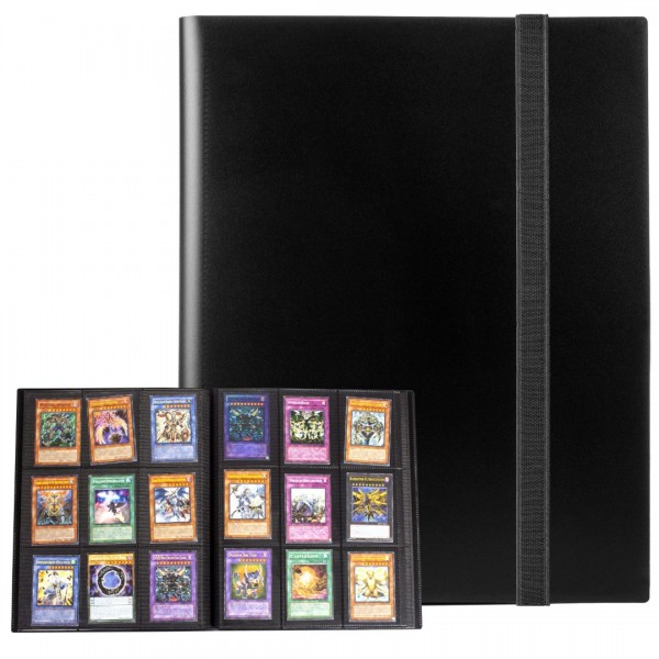 GEAoffice Trading Card Binder, 9 Pockets Card Album Folder, 360 Side Loading Pocket Binder for Yugioh, MTG and Other TCG, BLACK…