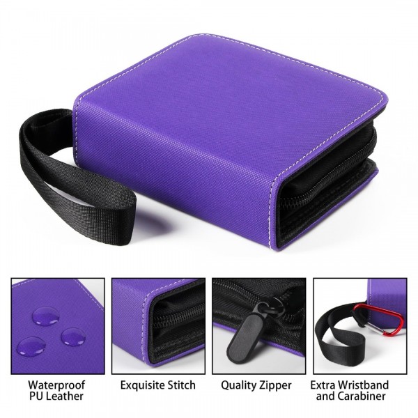 Mini Card Binder 2-Pocket, Super Lightweight Small Collectible Trading Card Albums for 80 Cards, 1 Pocket Top Loading Binder for TCG, MTG, Yugioh, Gifts for Girls Purple…