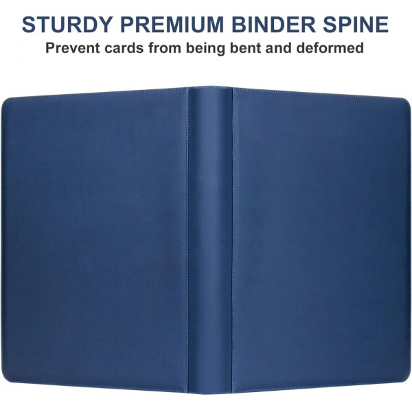 Trading Card Binder 16 Pockets, GEAoffice PU Cover Card Collection Binder for 1000+ Cards, Premium Card Album, Sturdy Card Holder Folders for YuGiOh, MTG, TCG, Game Cards & Sports Cards, Navy Blue