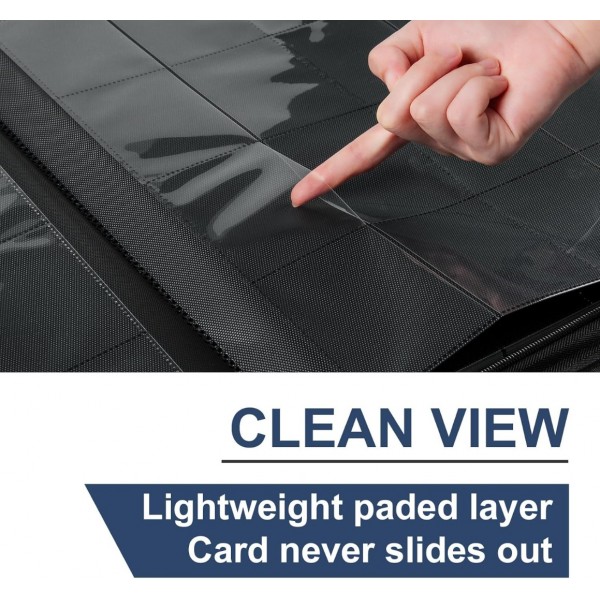 Trading Card Binder 16 Pockets, GEAoffice PU Cover Card Collection Binder for 1000+ Cards, Premium Card Album, Sturdy Card Holder Folders for YuGiOh, MTG, TCG, Game Cards & Sports Cards, Navy Blue